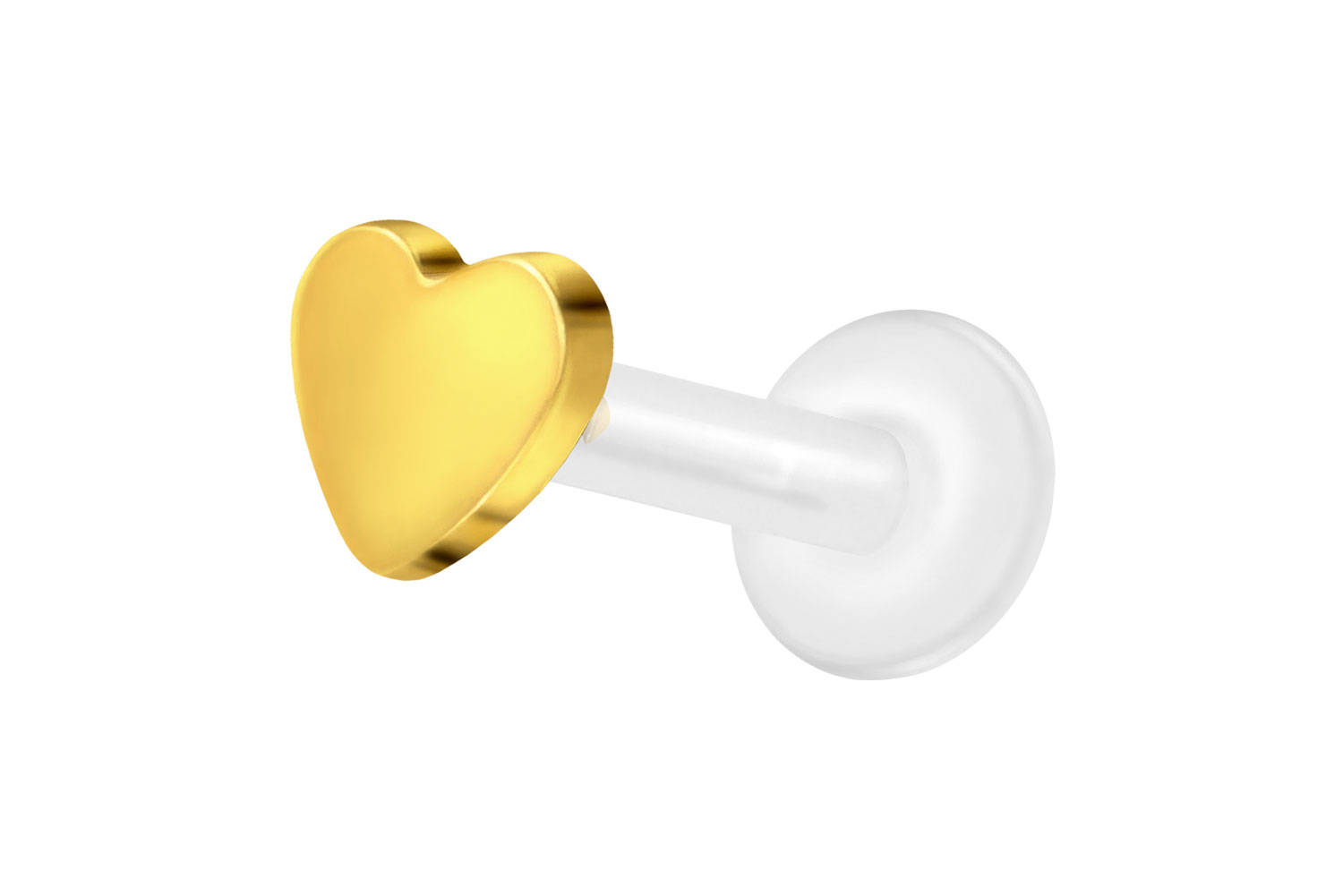 PTFE Labret Piercing mit Innengewinde + Titan-Aufsatz HERZ